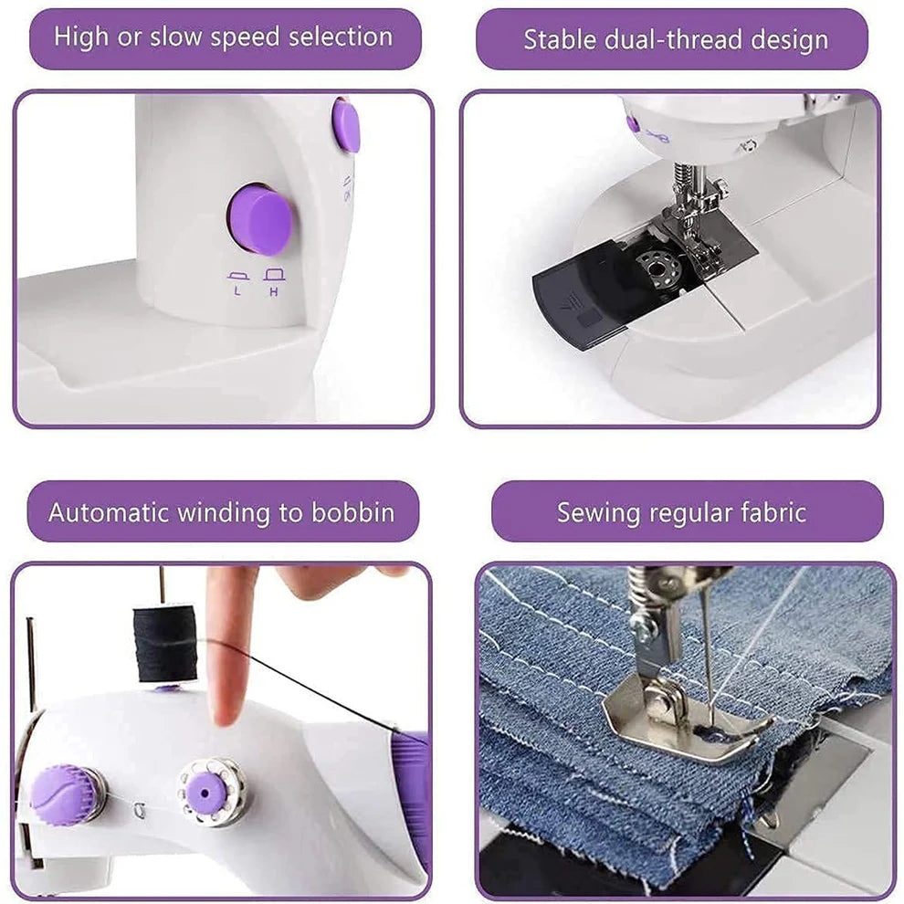 Household Portable Mini Silai Machine with Table Set and Power Adapter
