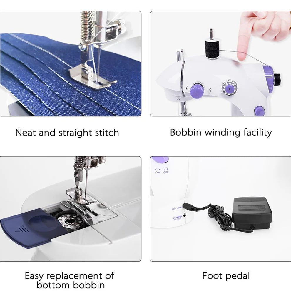 Household Portable Mini Silai Machine with Table Set and Power Adapter