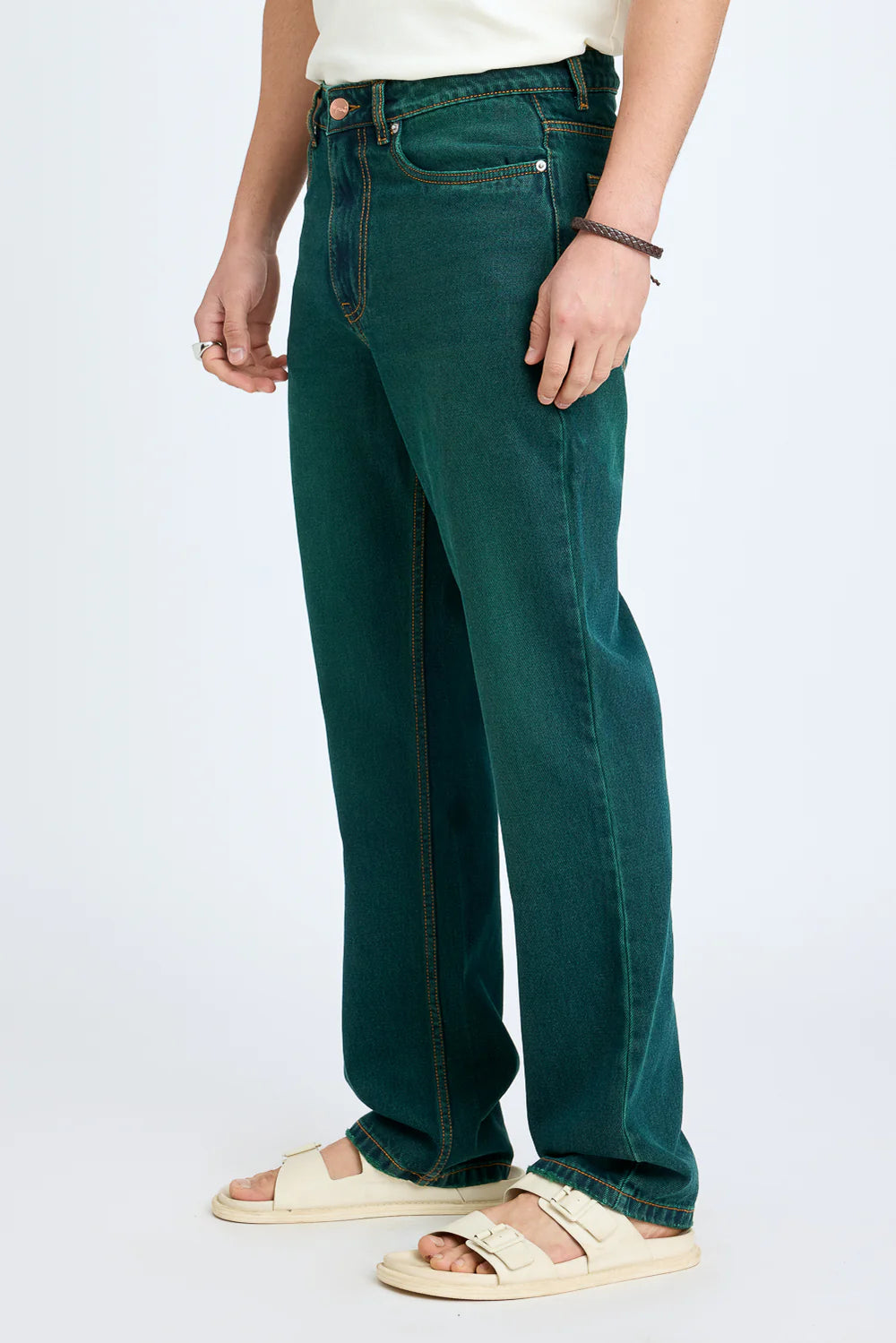 Stylish Green Men's Slim Straight Jeans Perfect for Casual and Streetwear Looks