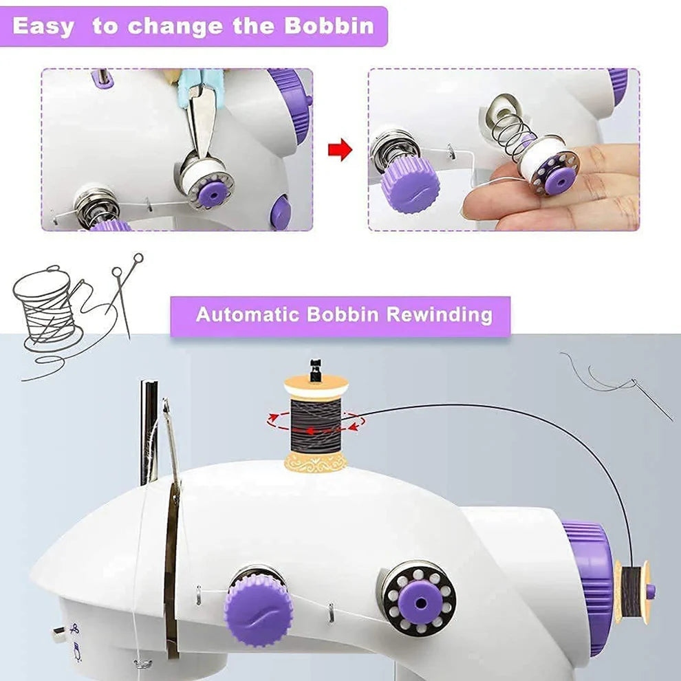 Household Portable Mini Silai Machine with Table Set and Power Adapter