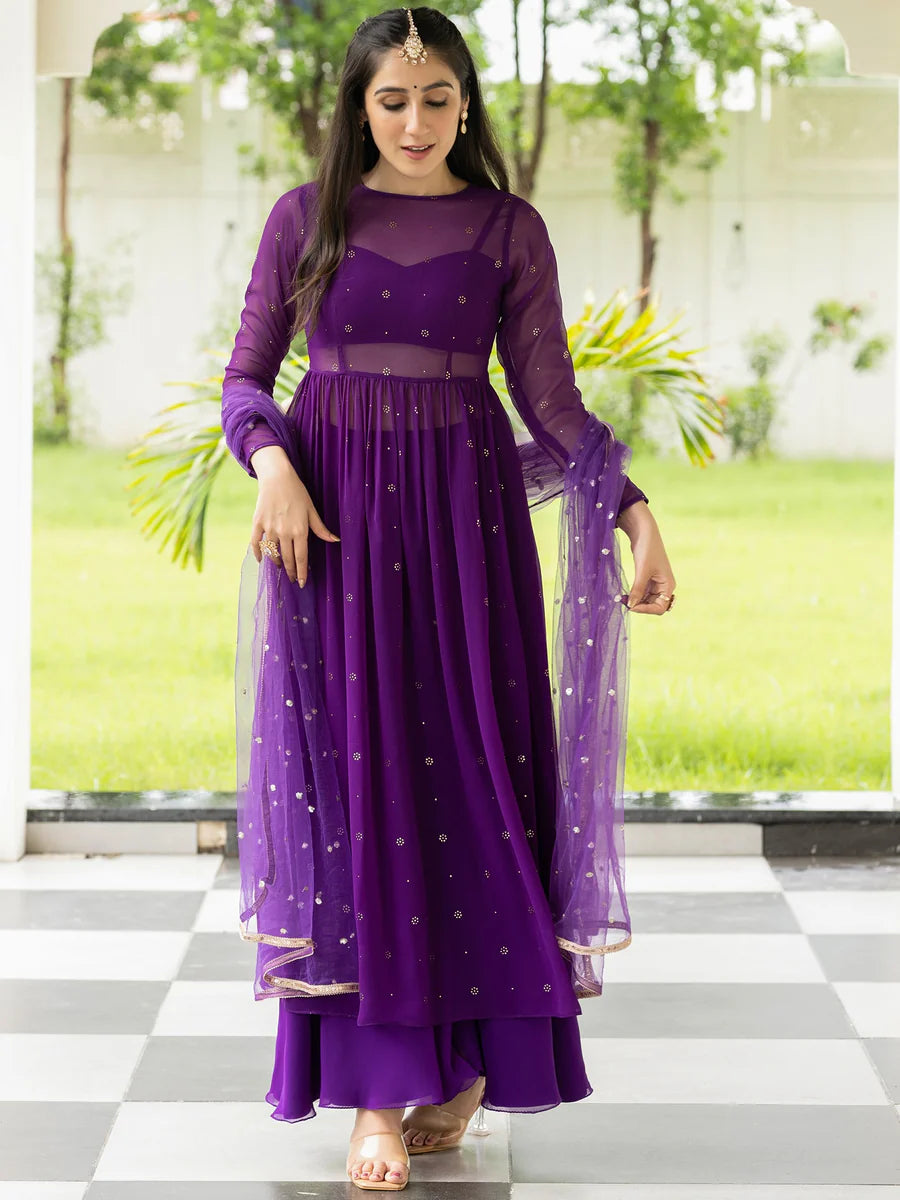 Classy Meher Purple Anarkali for Women Ideal for Weddings, Engagements, and Cultural Gatherings