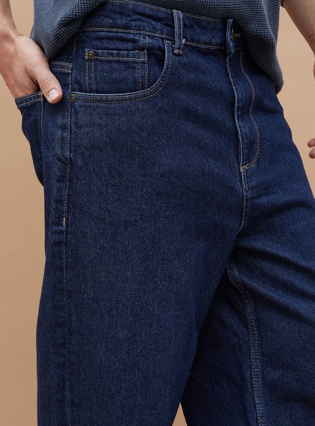 Rinsed Loose Fit Jeans for Men Soft Durable Comfortable Denim