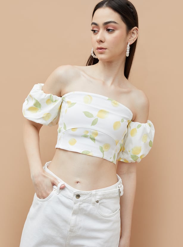 Lime Print Crop Top for Women Lightweight Soft Fabric Fashionable Outfit