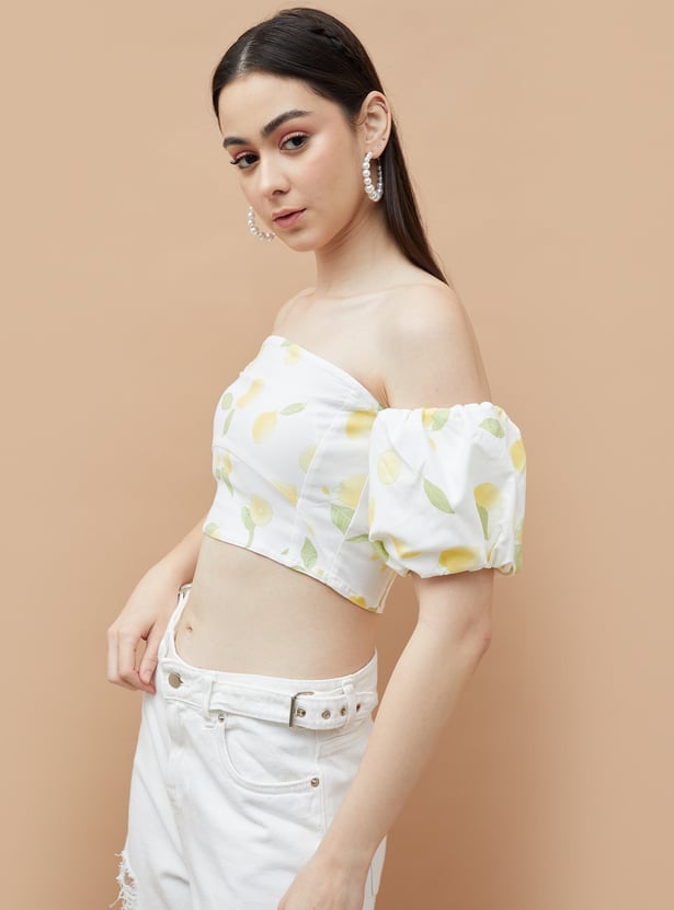 Lime Print Crop Top for Women Lightweight Soft Fabric Fashionable Outfit