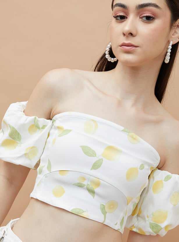 Lime Print Crop Top for Women Lightweight Soft Fabric Fashionable Outfit
