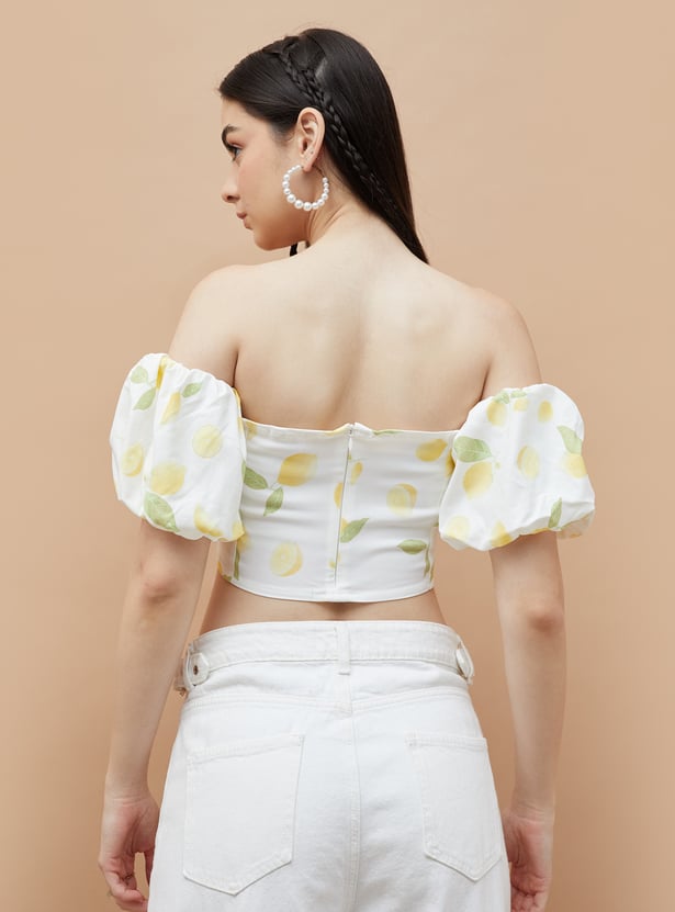 Lime Print Crop Top for Women Lightweight Soft Fabric Fashionable Outfit