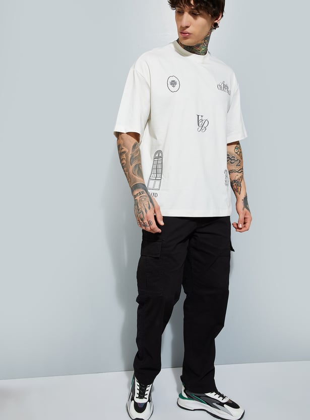 Stylish Placement Print Oversized T-Shirt for Everyday Wear