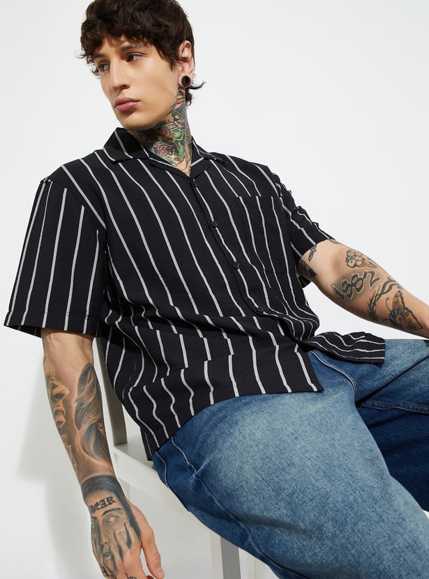 Men Regular Fit Striped Shirt Elegant Casual Fashion Comfortable for All Seasons