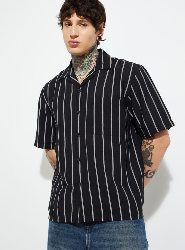 Men Regular Fit Striped Shirt Elegant Casual Fashion Comfortable for All Seasons
