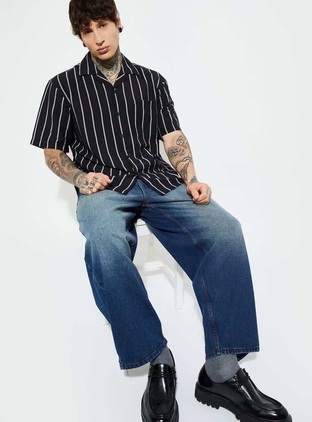 Men Regular Fit Striped Shirt Elegant Casual Fashion Comfortable for All Seasons