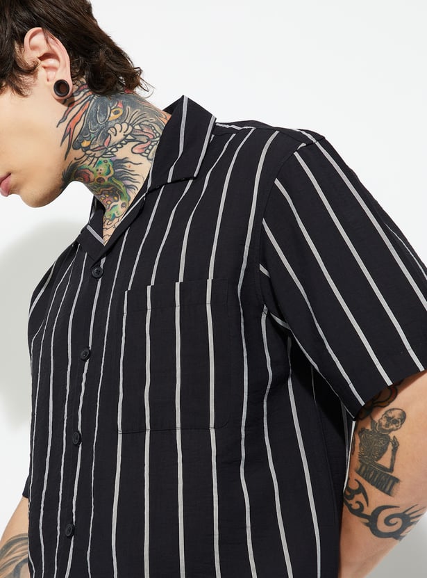 Men Regular Fit Striped Shirt Elegant Casual Fashion Comfortable for All Seasons
