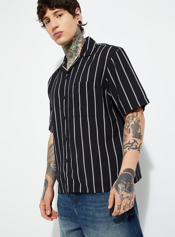 Men Regular Fit Striped Shirt Elegant Casual Fashion Comfortable for All Seasons