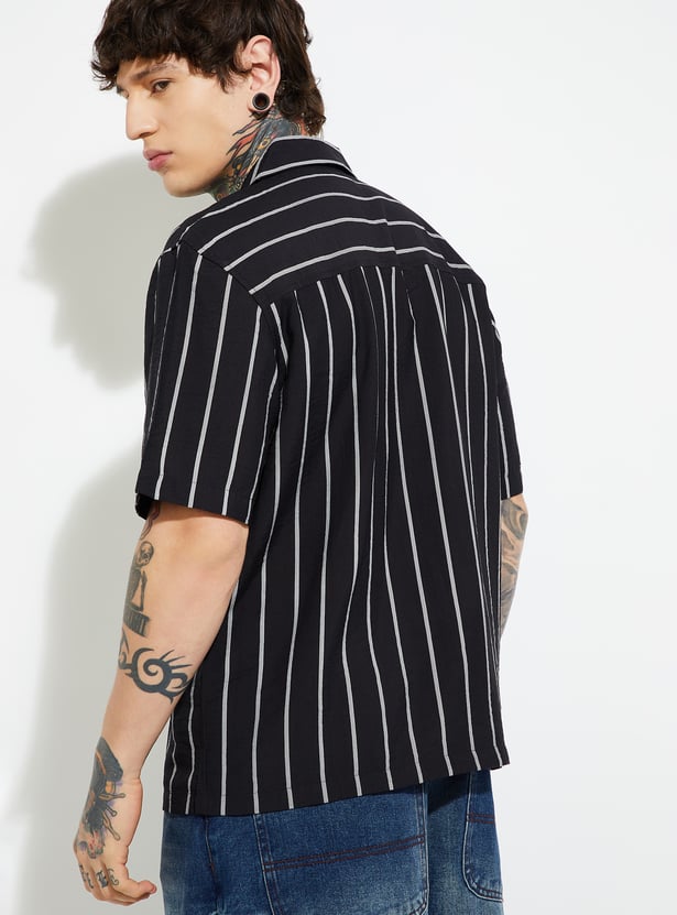 Men Regular Fit Striped Shirt Elegant Casual Fashion Comfortable for All Seasons