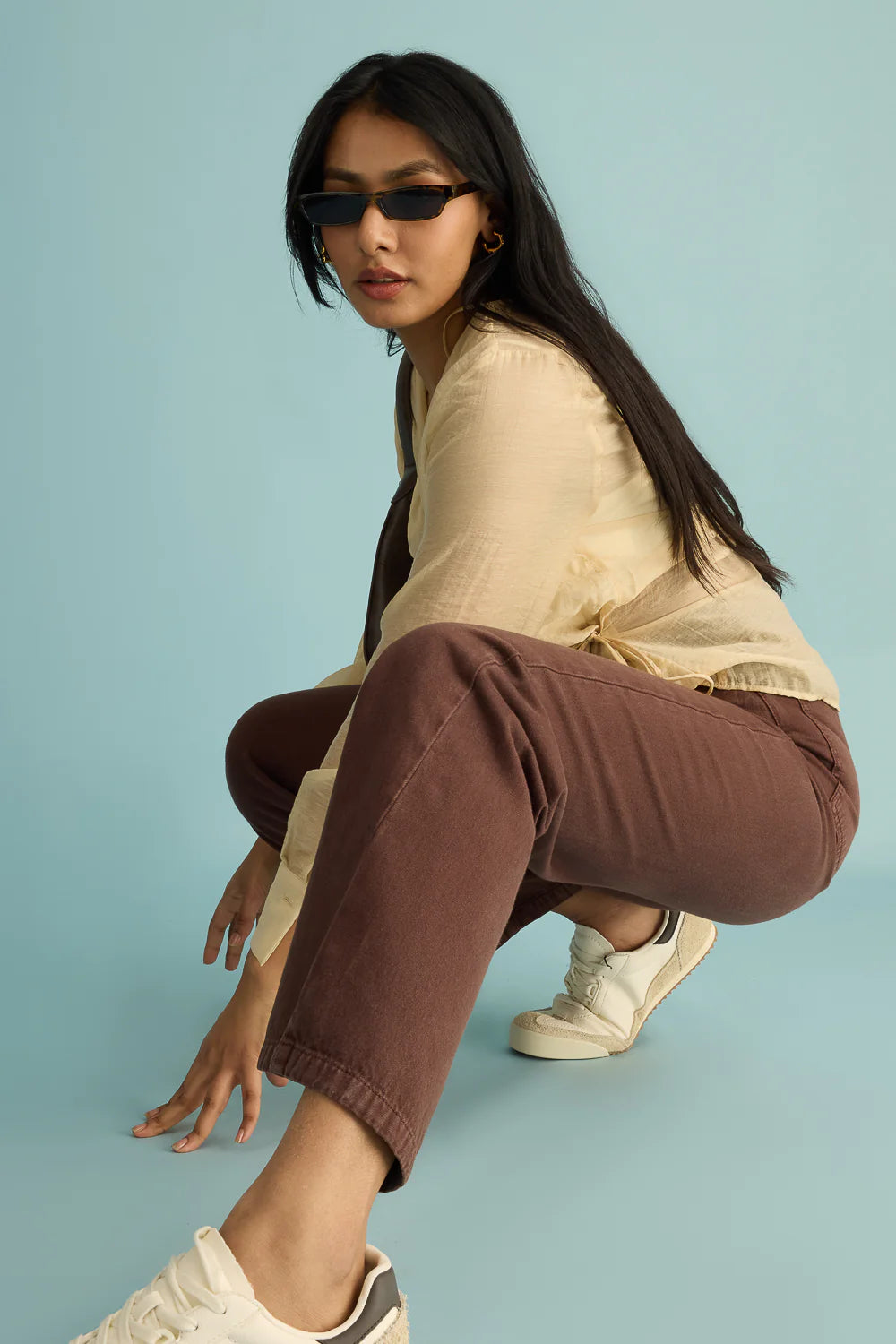 Classic Rustic Brown Straight Fit Jeans for Women