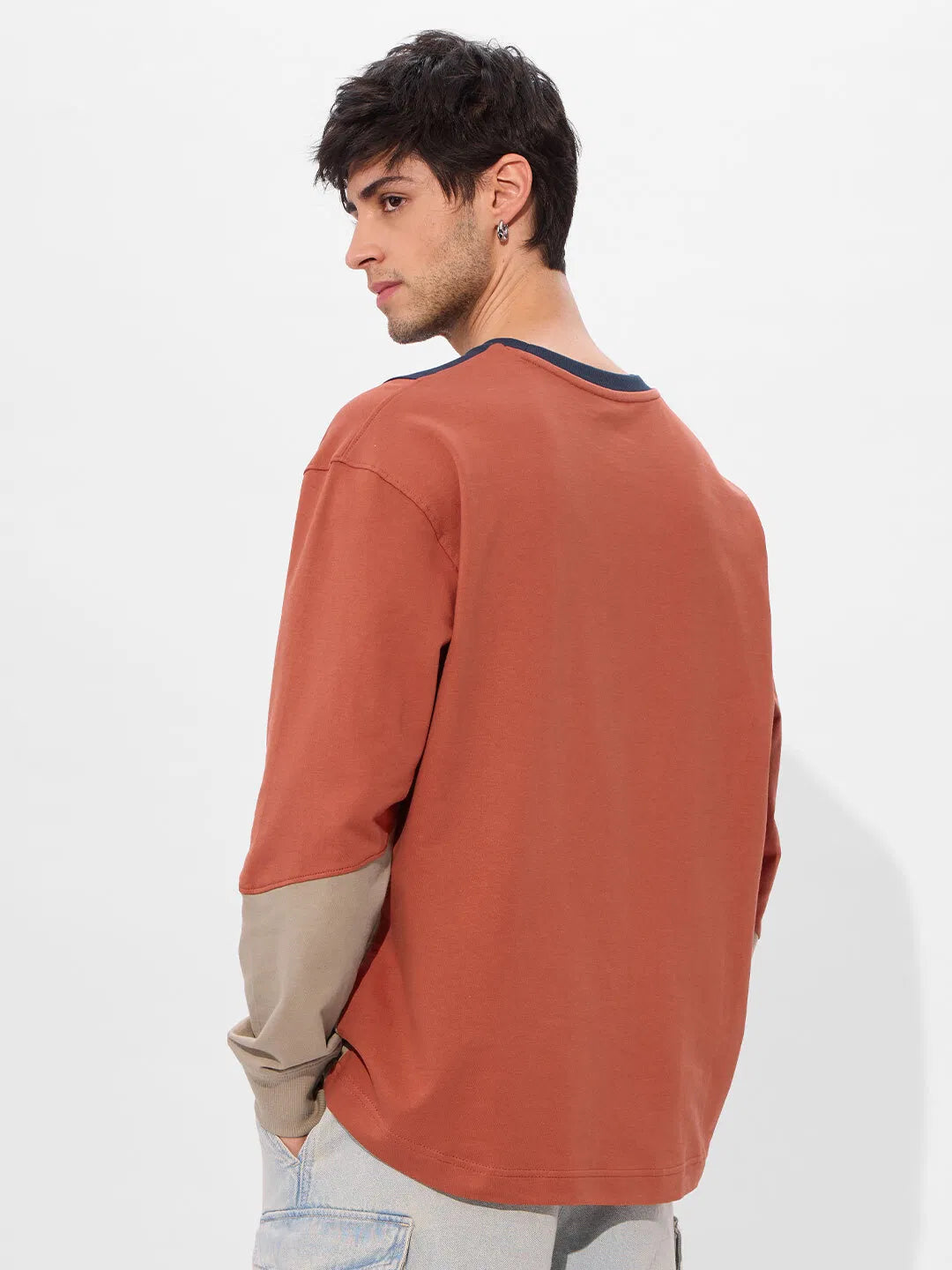 True Navy Oversized Full Sleeve T Shirt for Men Soft Comfortable Daily Wear