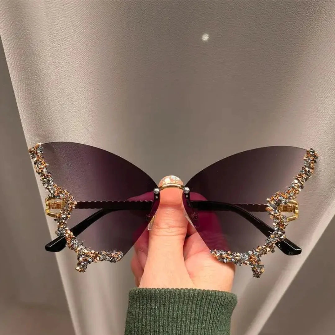 Fashionable Butterfly Wing Sunglasses Crystal Clear Lenses
