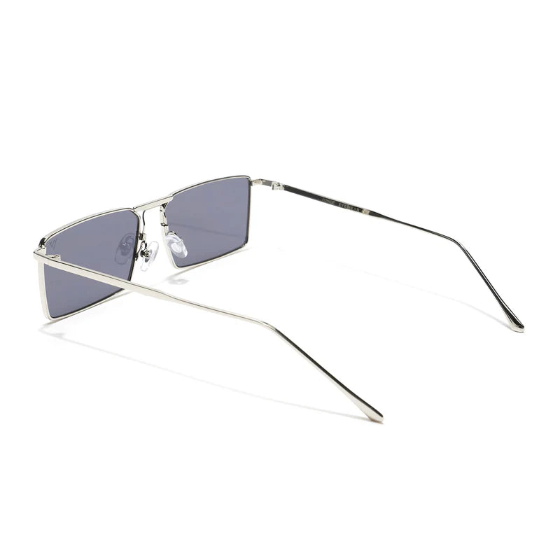 Black & Silver Rectangular Sunglasses