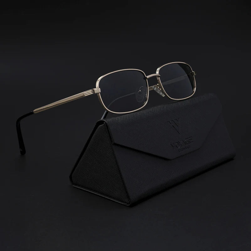 Golden Polarized Rectangle Sunglasses
