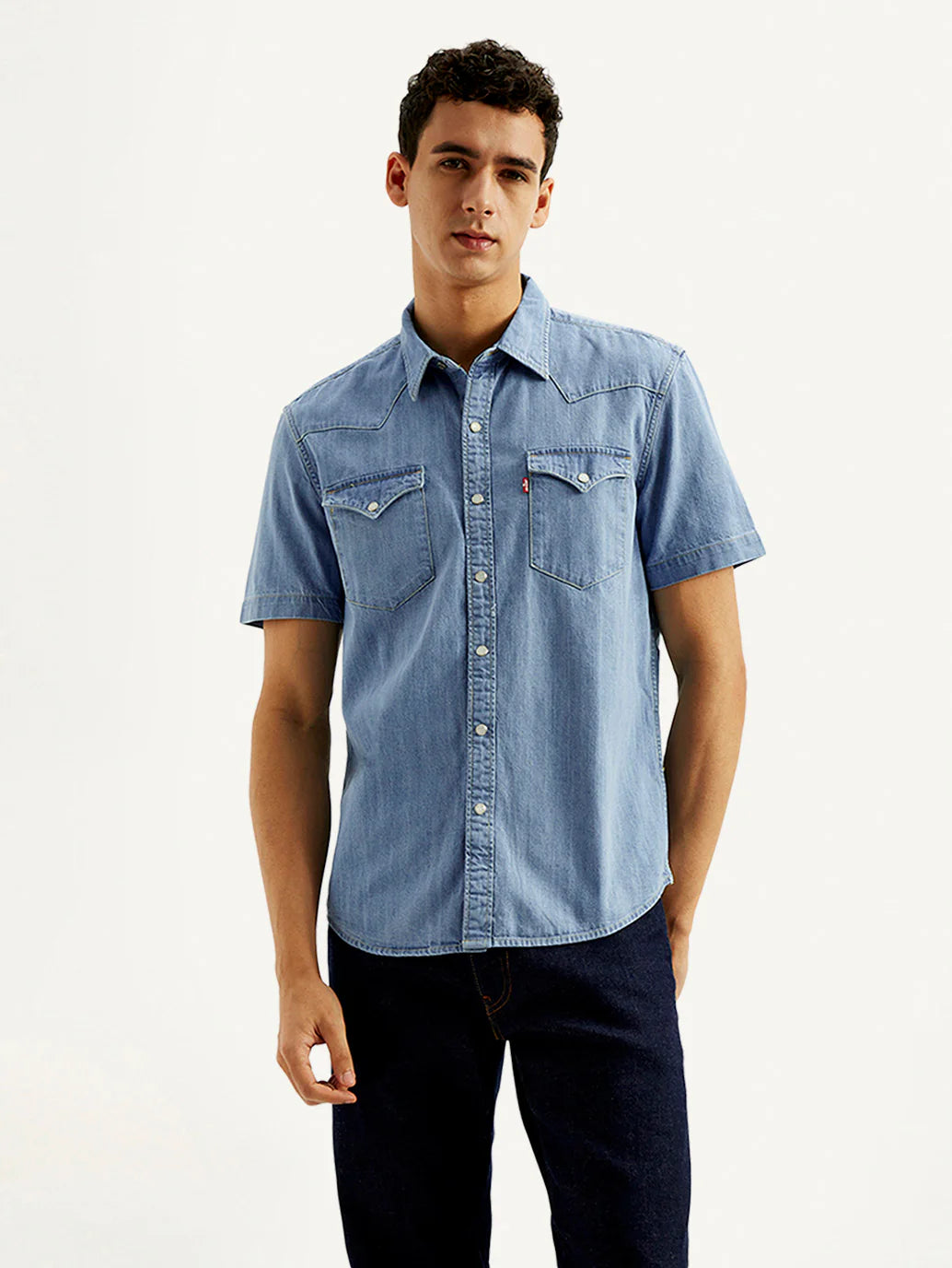 Stylish Men’s Solid Slim Fit Denim Shirt Comfortable and Trendy