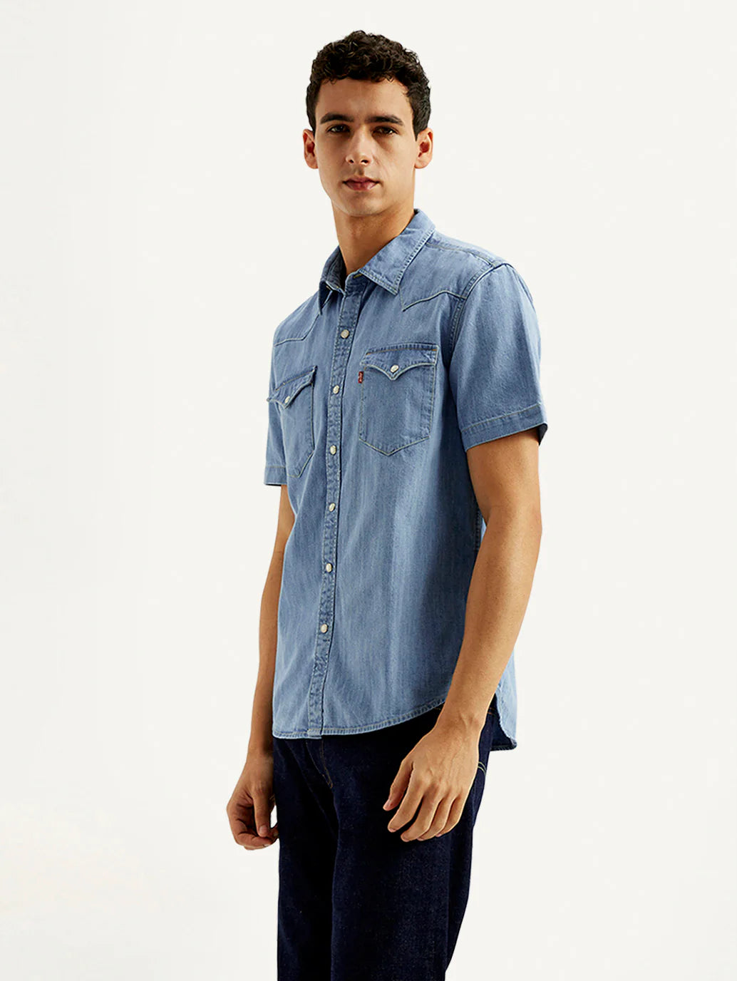 Stylish Men’s Solid Slim Fit Denim Shirt Comfortable and Trendy
