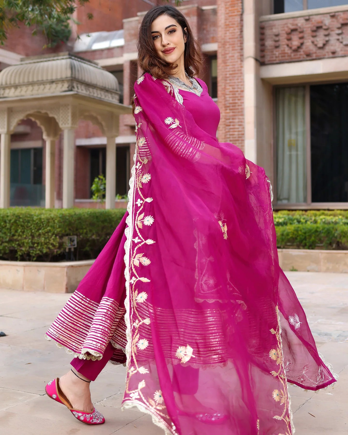 Festive Wear Sparkling Purple Gotapatti Suit Ensemble with Traditional Detailing