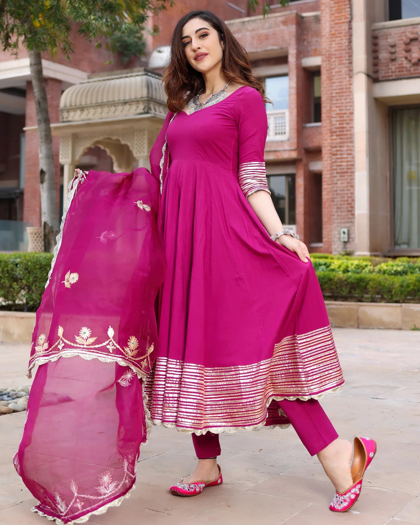 Festive Wear Sparkling Purple Gotapatti Suit Ensemble with Traditional Detailing