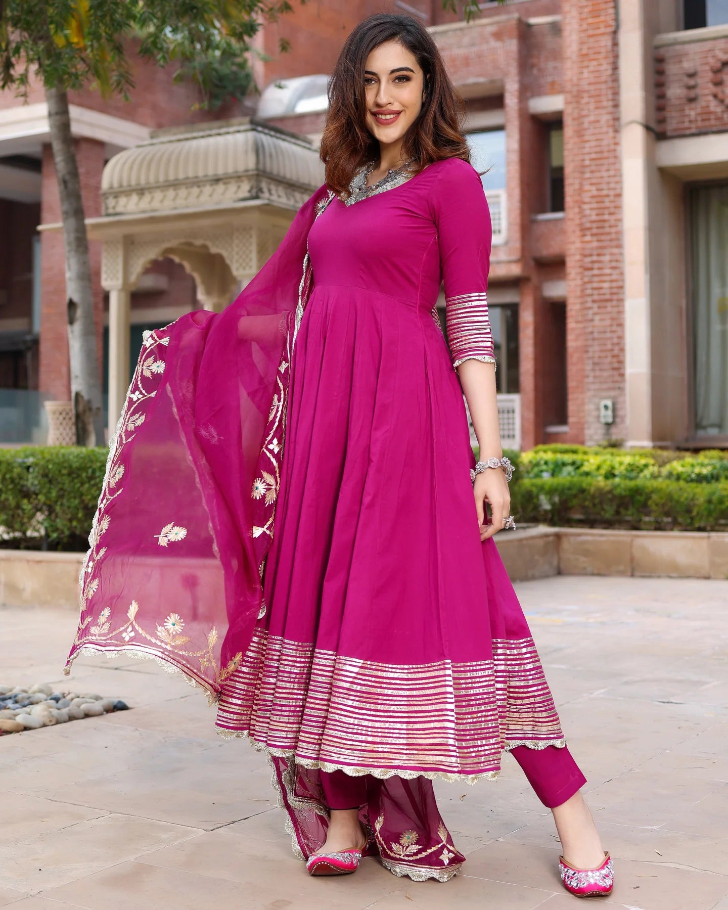 Festive Wear Sparkling Purple Gotapatti Suit Ensemble with Traditional Detailing