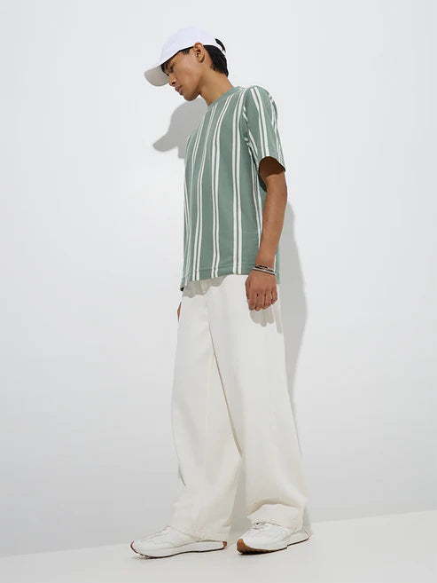 Classic Stripe Printed Relaxed-Fit T-Shirt for Men