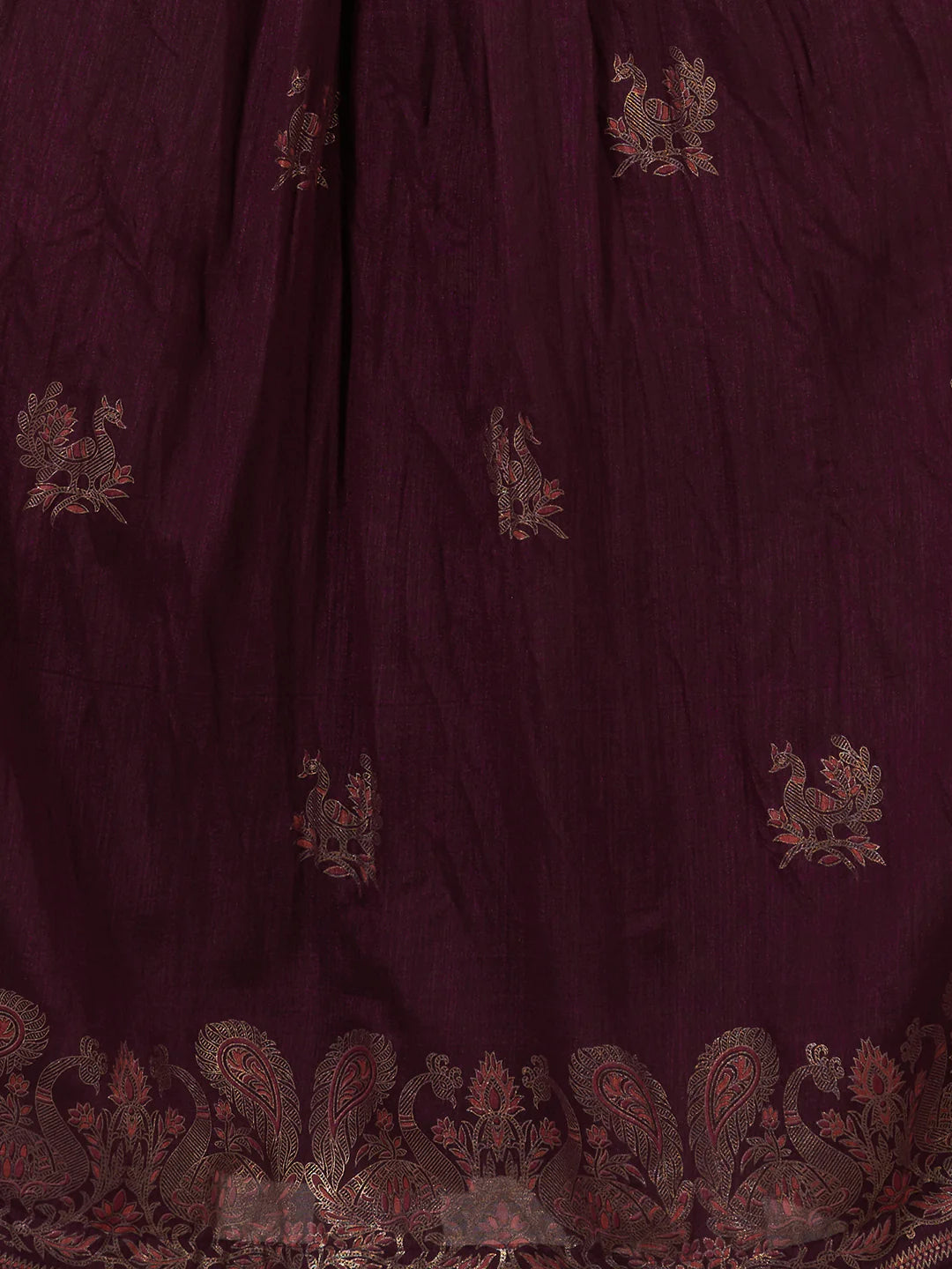 Printed A Line Maxi Dress with Flared Pleats and Embroidered Jacket Design