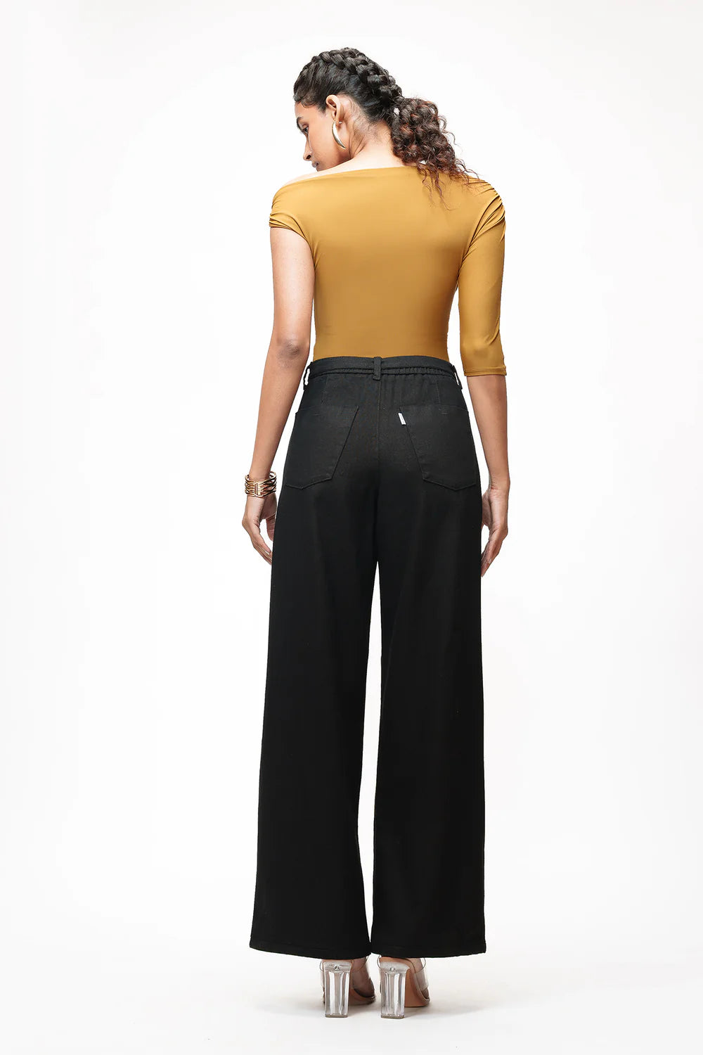 Premium Black Straight Cut Belted Jeans for Women