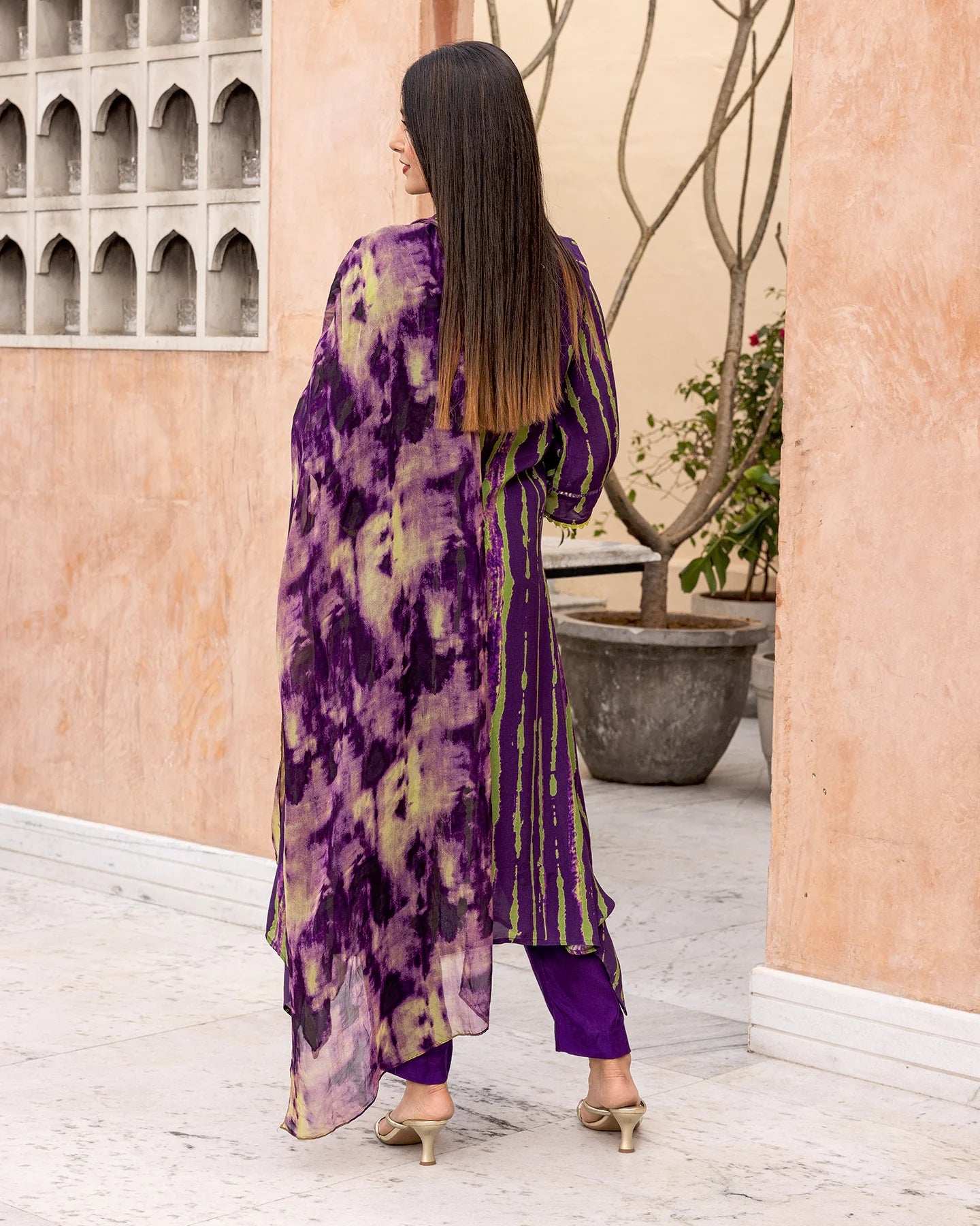 Contemporary Purple Tie Dye Suit Set Perfect for Weddings and Celebrations
