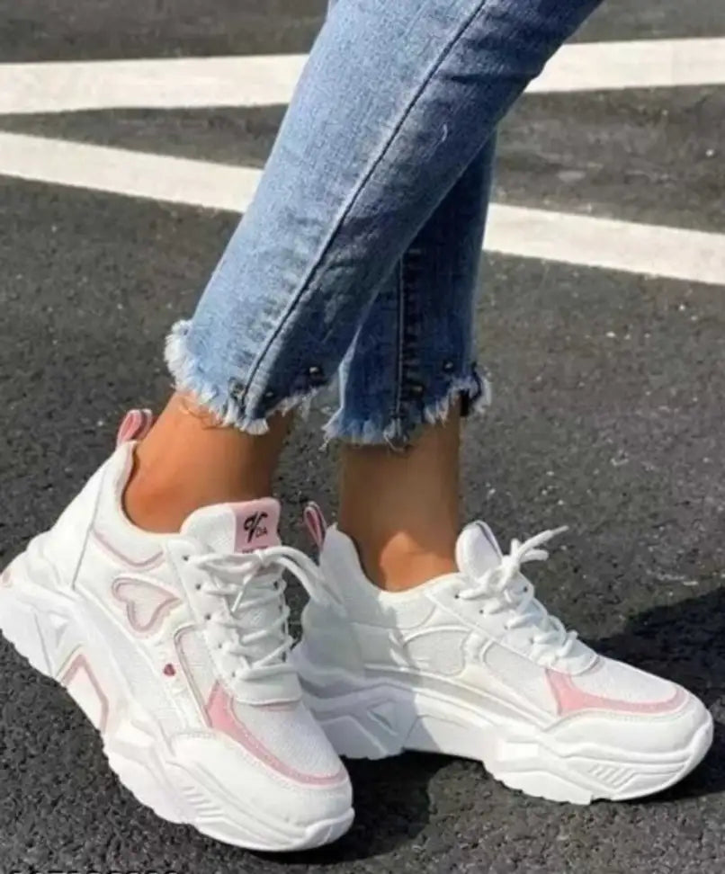 Pink and White Sneakers for Women Modern Comfortable Footwear for Streetwear