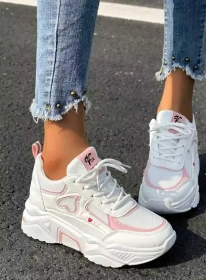 Pink and White Sneakers for Women Modern Comfortable Footwear for Streetwear