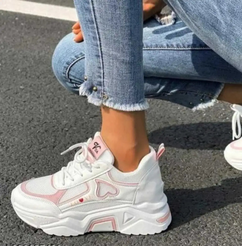 Pink and White Sneakers for Women Modern Comfortable Footwear for Streetwear