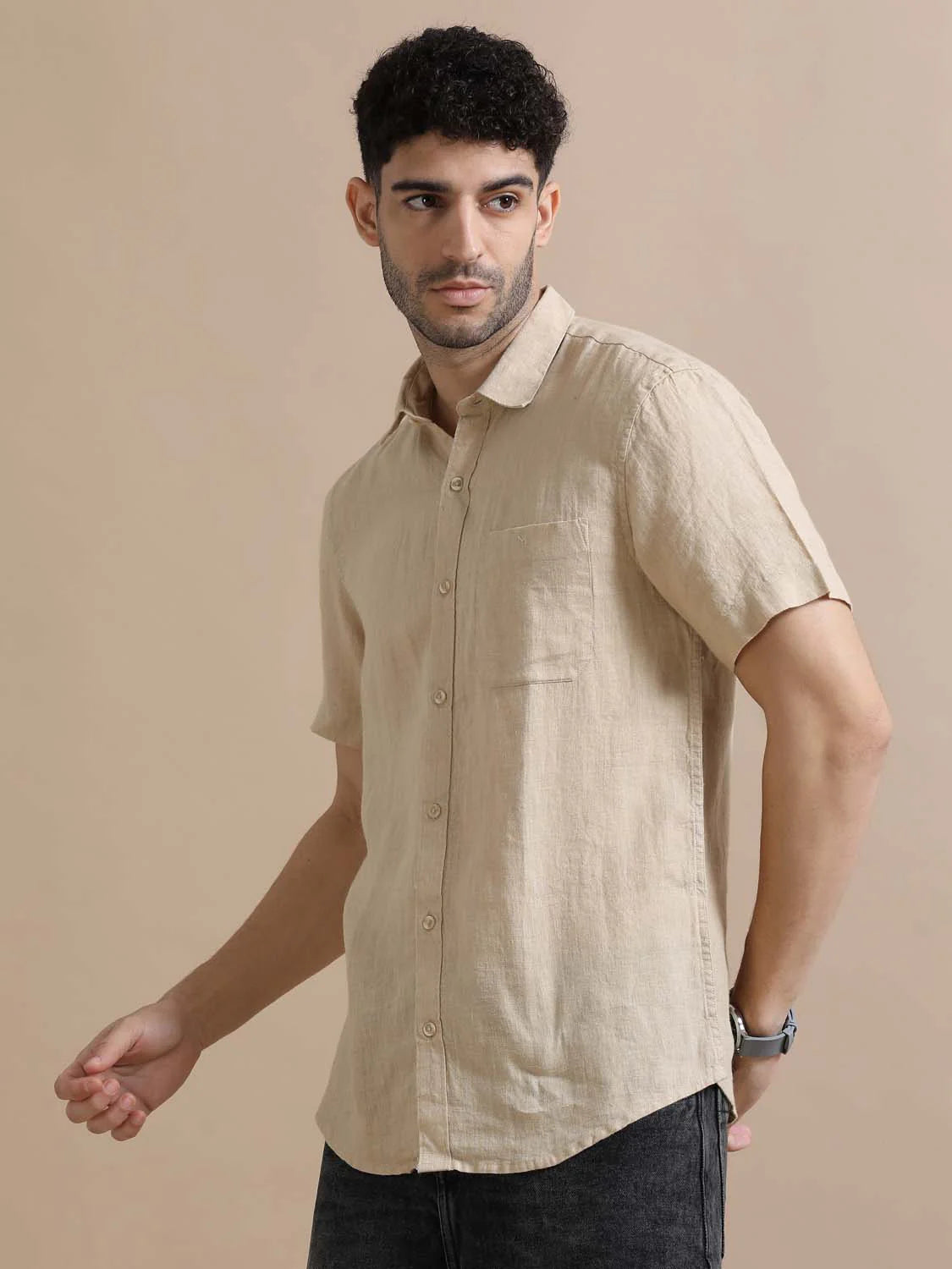 Feather Cream Linen Shirt Soft Fabric Comfortable Everyday Casual Top