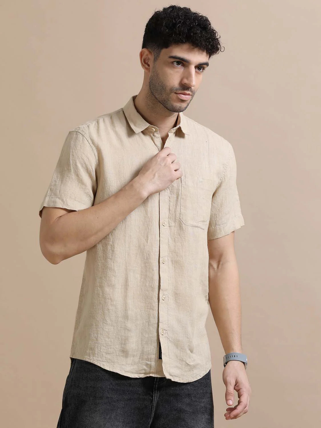 Feather Cream Linen Shirt Soft Fabric Comfortable Everyday Casual Top
