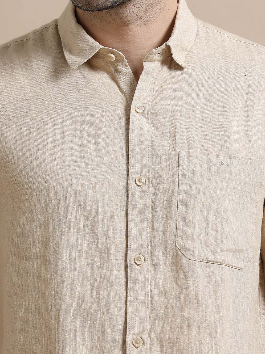 Feather Cream Linen Shirt Soft Fabric Comfortable Everyday Casual Top