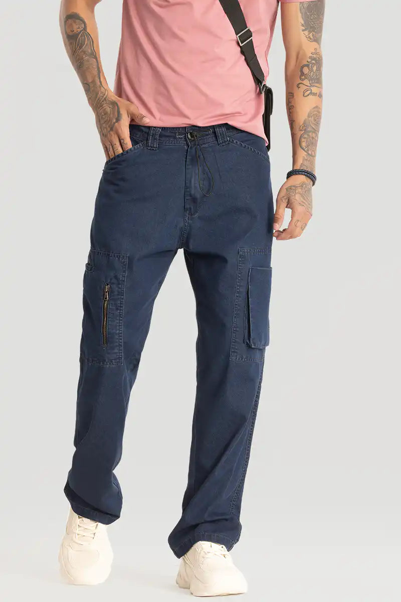 Dark Blue Baggy Fit Jeans Men Relaxed Comfortable Denim for Daily Wear