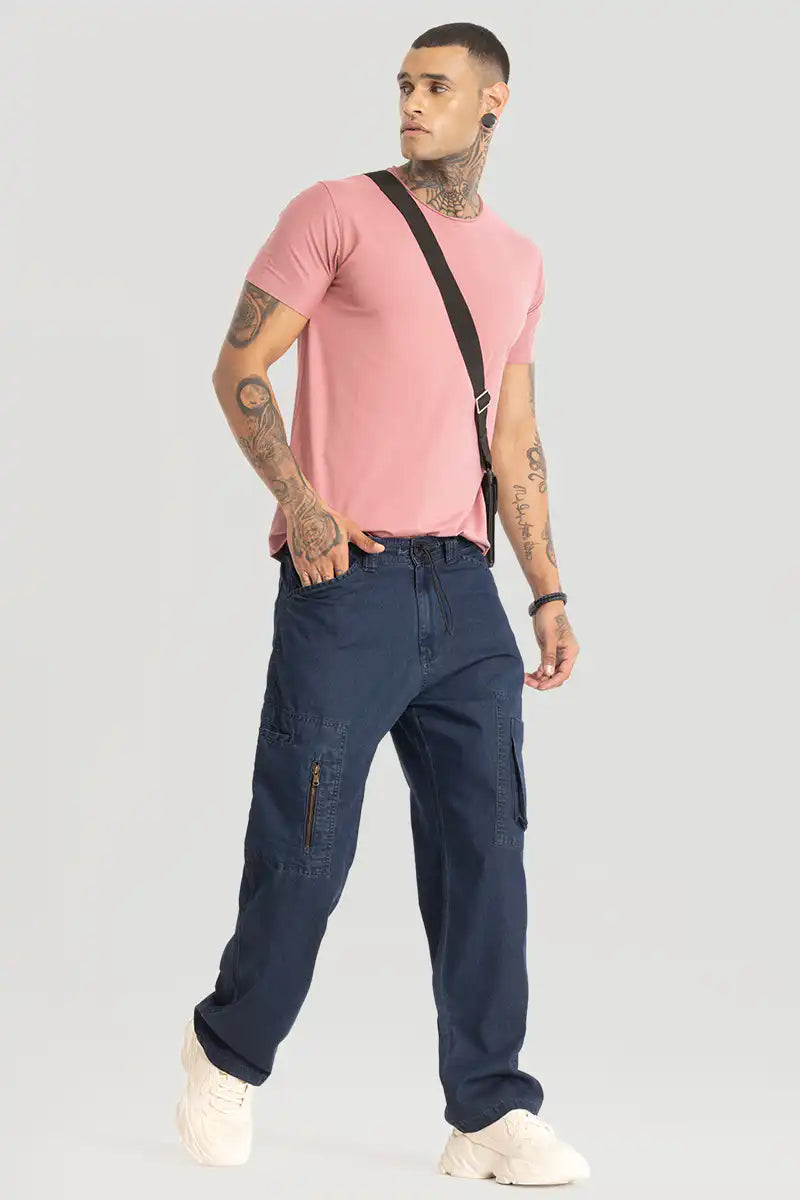 Dark Blue Baggy Fit Jeans Men Relaxed Comfortable Denim for Daily Wear