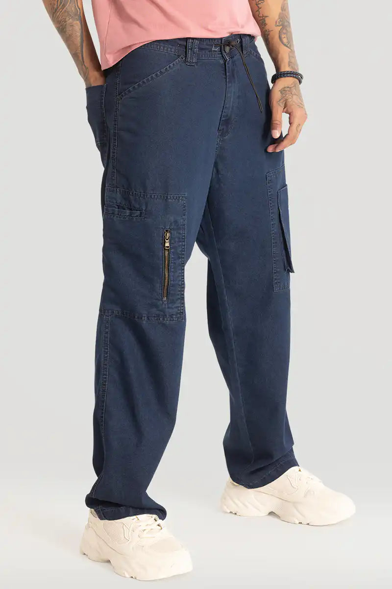 Dark Blue Baggy Fit Jeans Men Relaxed Comfortable Denim for Daily Wear
