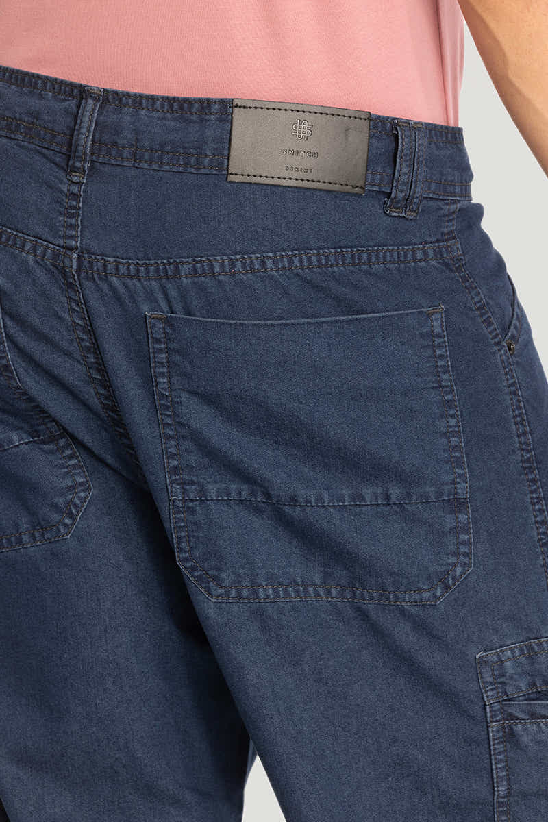 Dark Blue Baggy Fit Jeans Men Relaxed Comfortable Denim for Daily Wear
