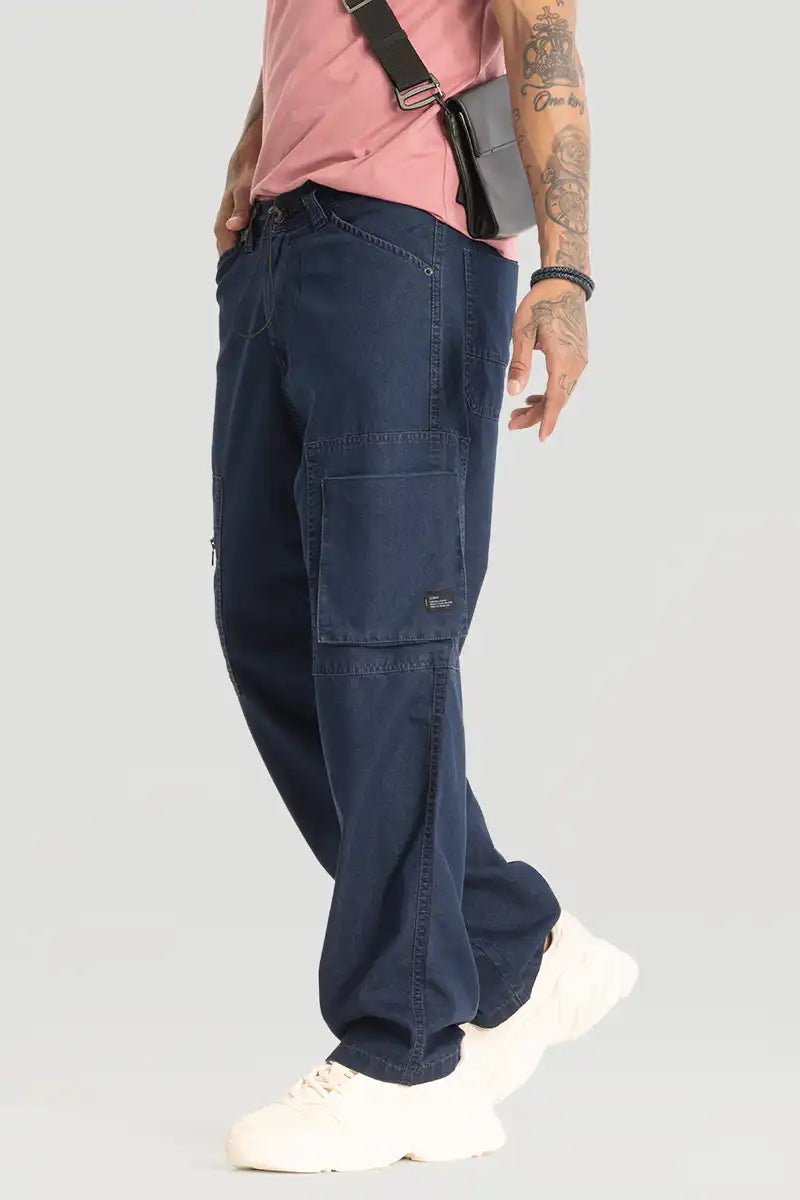 Dark Blue Baggy Fit Jeans Men Relaxed Comfortable Denim for Daily Wear