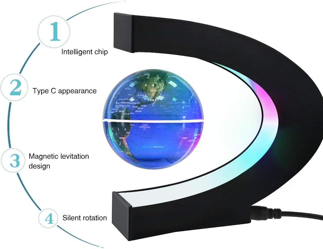 Floating Magnetic Globe with LED Light Modern Office Decor for Dad or Colleague