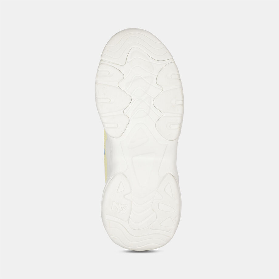 Everyday White Colorblocked Sneaker Shoes with Lace Up Closure for Women Fashionable Footwear
