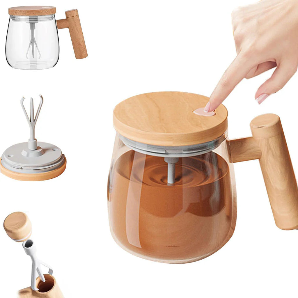 Automatic Mixing Mug for Coffee, Tea, Hot Chocolate, and Instant Drinks