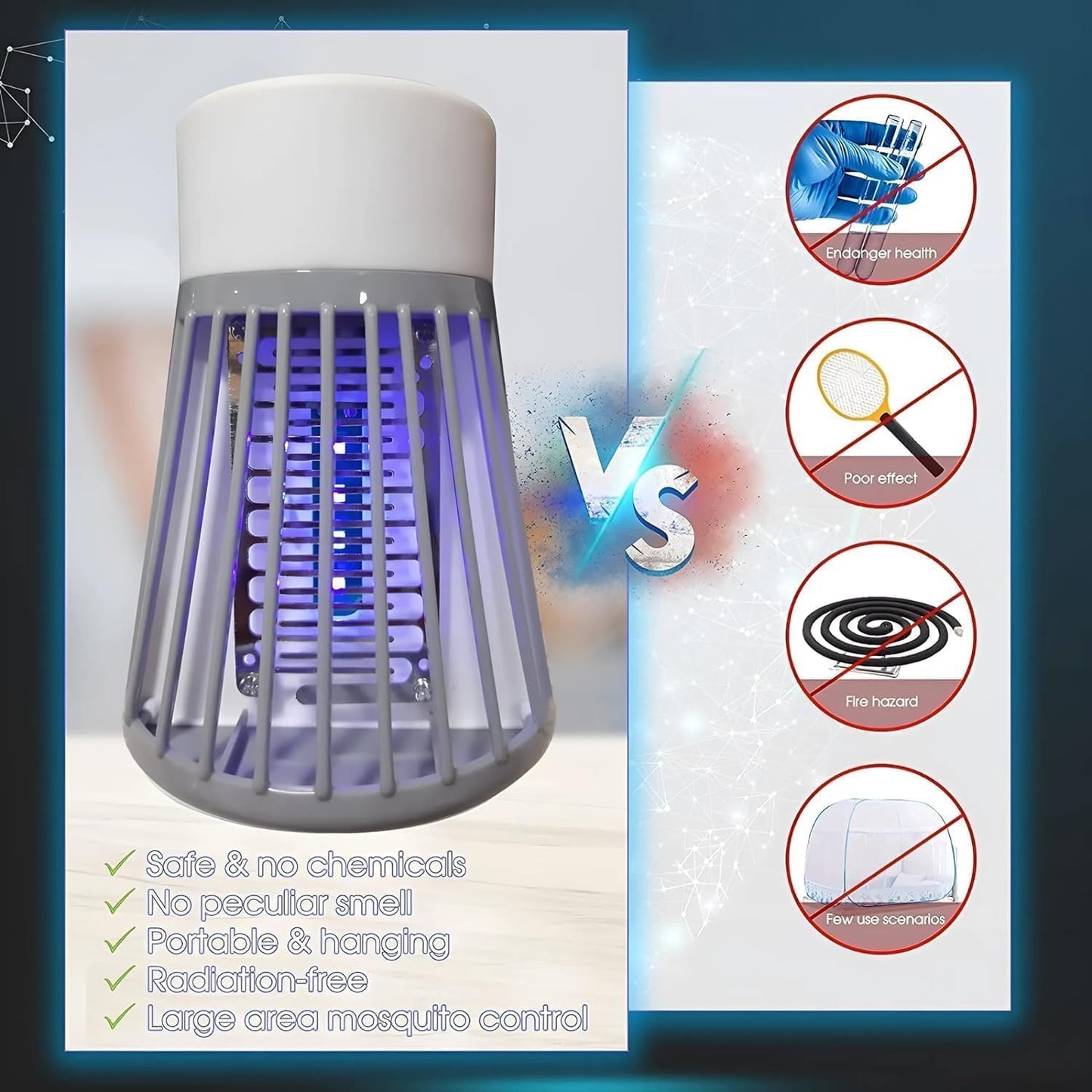 Electronic LED Mosquito Trap Lamp with Radiation-Free Technology and USB Charging