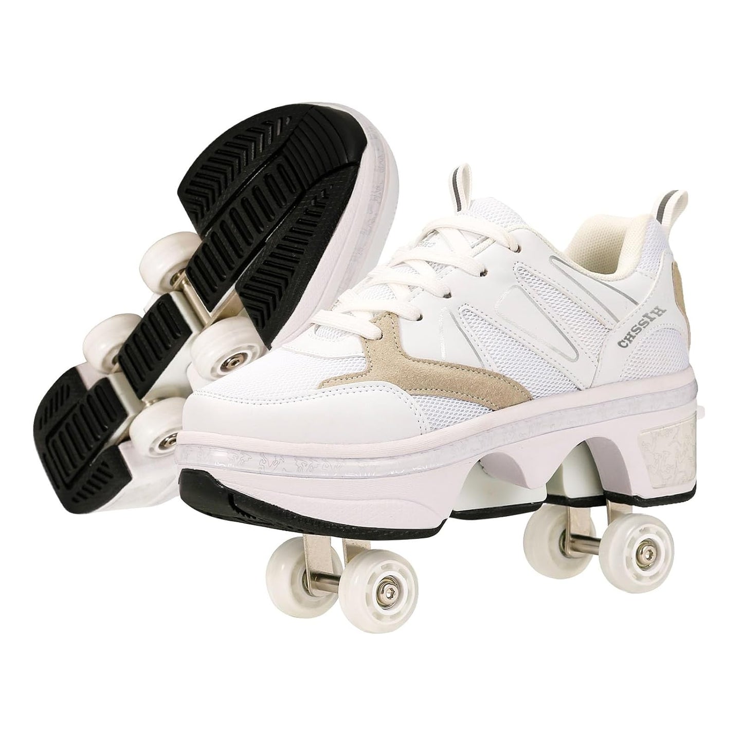 Roller Shoes with Retractable Wheels for Men and Women Skating Sneakers