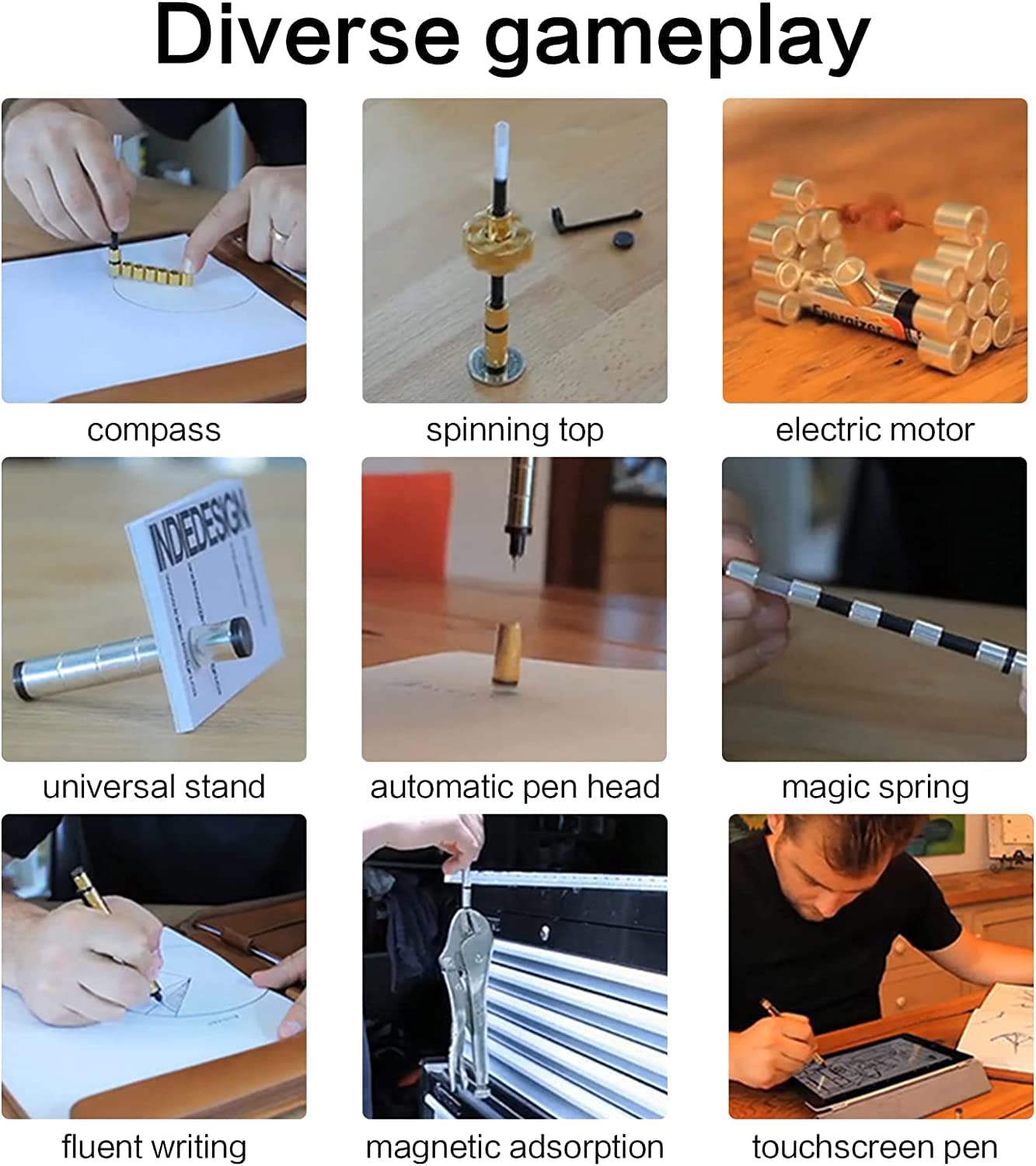 Creative Magnetic Modular Fidget Toy Pen Decompression Gadget for Students and Professionals