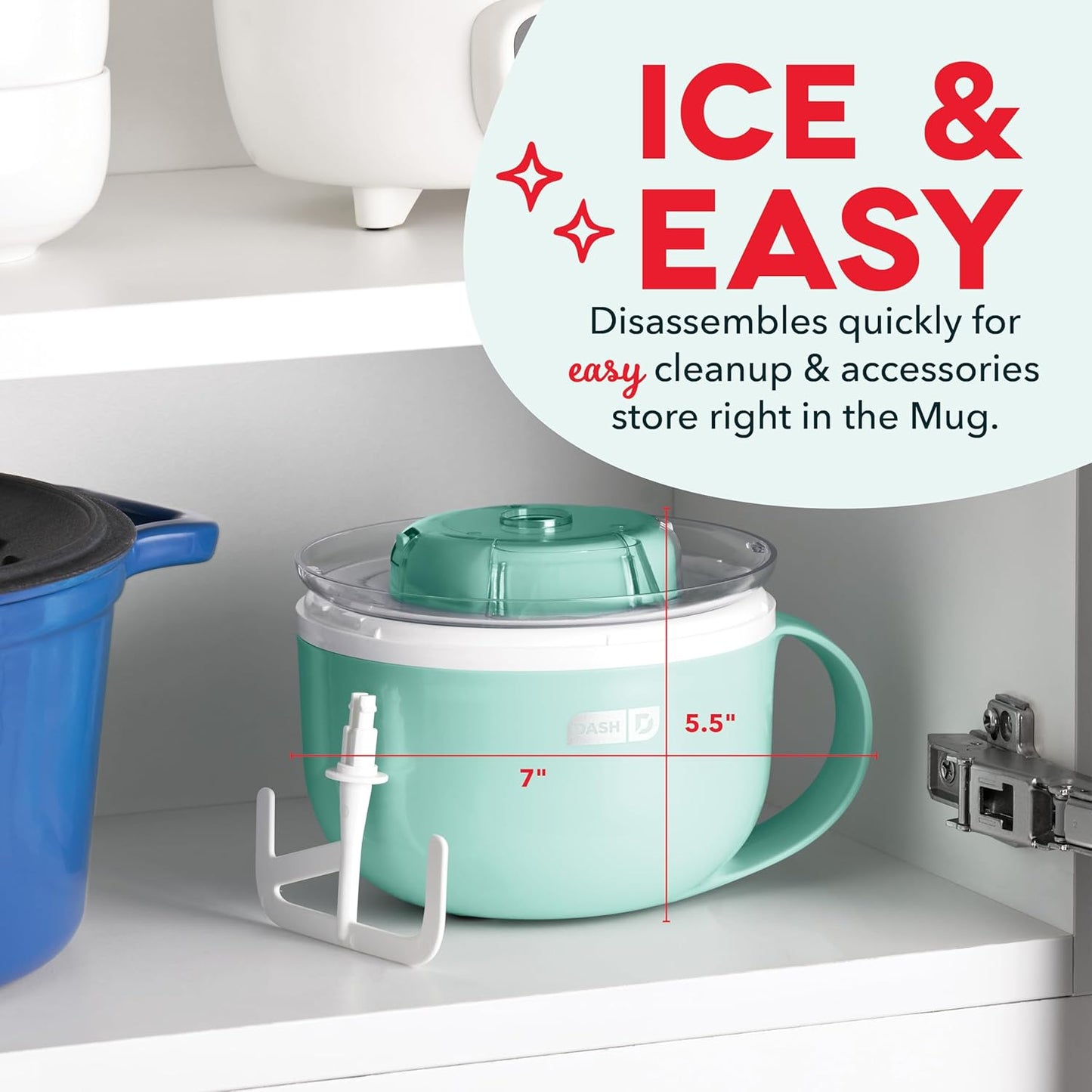 My Mug Multi Purpose Ice Cream Maker Aqua for Gelato Sorbet Frozen Yogurt