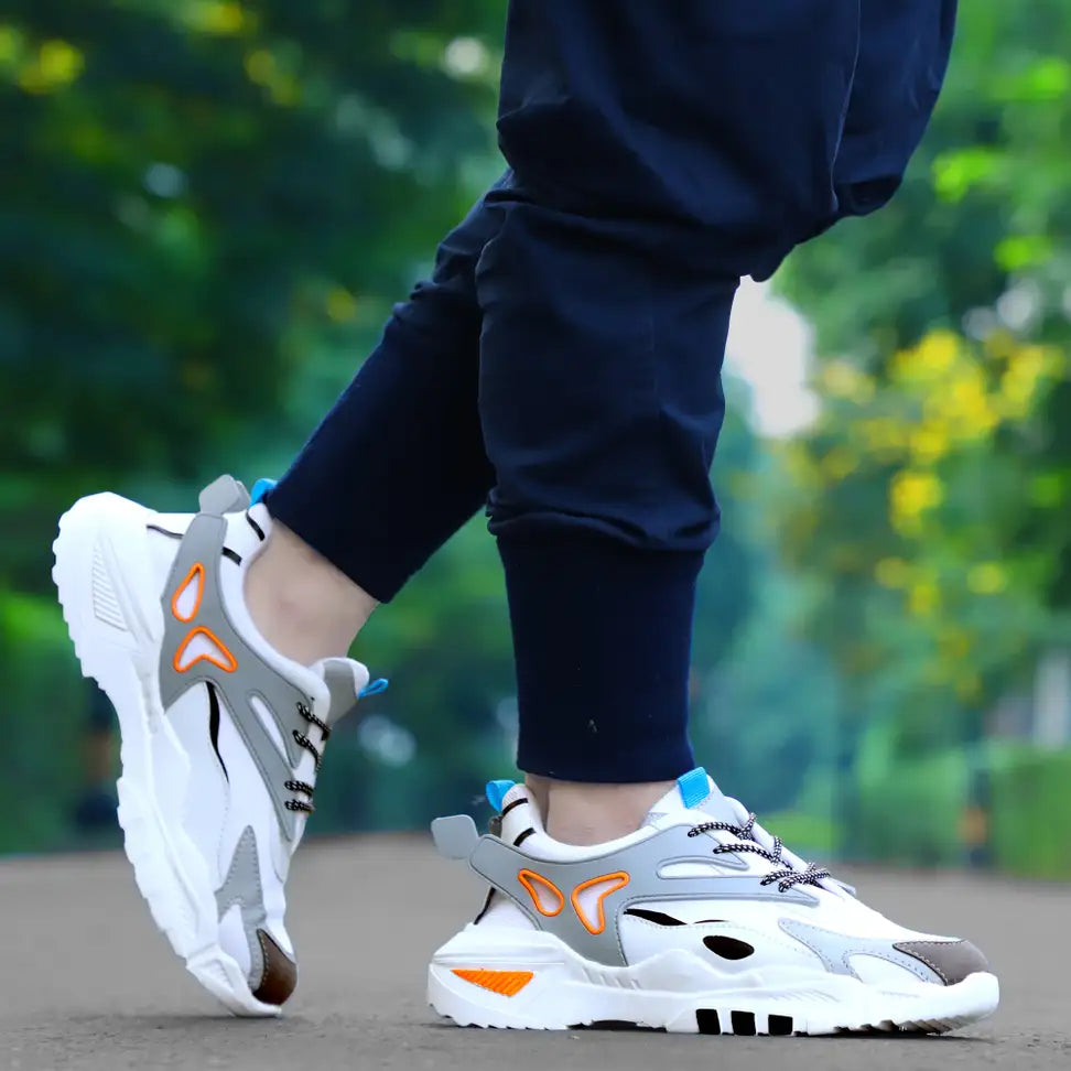 Grey Running Shoes for Men Comfortable Lightweight Sports Sneakers